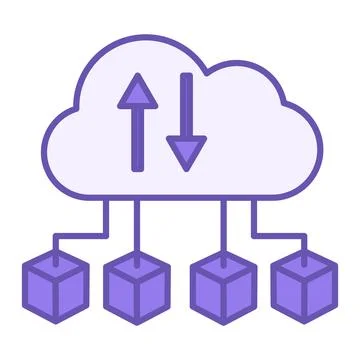 Cloud Computing Color Icon. Vector Illustration of Connections to Computer .. Stock Illustration