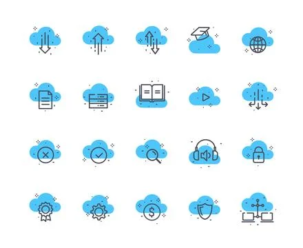 Cloud computing color set Stock Illustration
