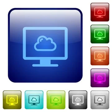 Cloud computing color square buttons イラスト素材