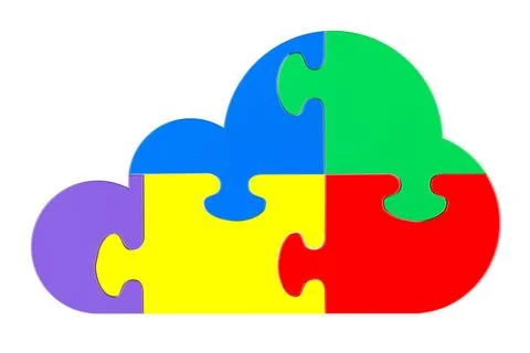 Cloud Computing from colored puzzles, 3D rendering Cloud Computing from co... Stock Photos