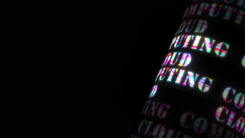 CLOUD COMPUTING colorful glitch text effect 3D tube rotation Stock Footage 163484308