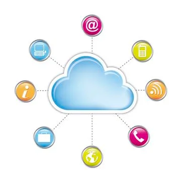 Cloud computing with communication icons isolated. vector Stock Illustration