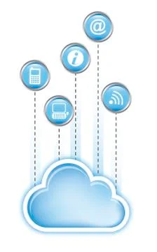 Cloud computing with communication signs over white background. vector 스톡 일러스트