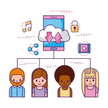 Cloud computing community mobile share information Stock Illustration