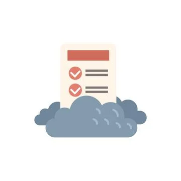 Cloud computing completing task on clipboard with checkmarks Stock Illustration