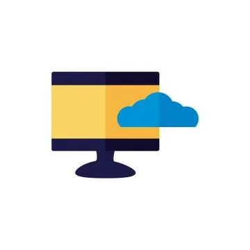 Cloud computing with computer flat style Stock Illustration