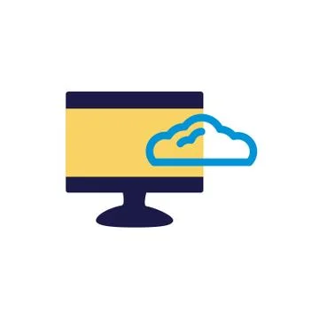 Cloud computing with computer lineal color style Illustrazione stock