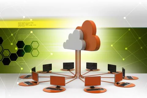 Cloud computing with computer network in color background Stock Illustration