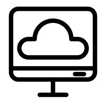 Cloud Computing- Computer Screen Icon- Data Storage- Network Symbol Illustrazione stock