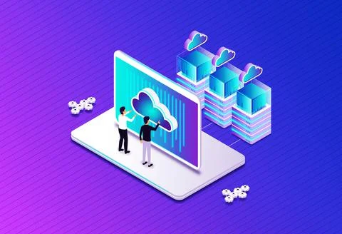 Cloud Computing - Computer System Resources - Concept Stock Illustration