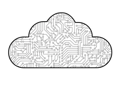 Cloud computing computer technology icon with circuit board pattern texture i イラスト素材