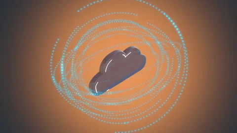 Cloud computing concept. 3d render of cloud generating and processing data over Stock Footage 130274140