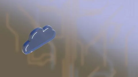 Cloud computing concept. 3d render of cloud generating and processing data over Stock Illustration