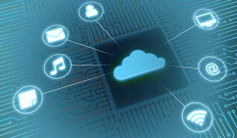 Cloud computing concept. 3D rendered illustration. Stock Illustration