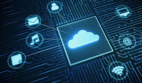 Cloud computing concept. 3D rendered illustration. Stock Illustration