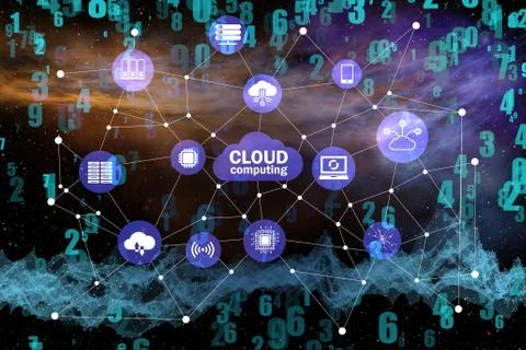 Cloud computing concept - 3d rendering Illustrazione stock