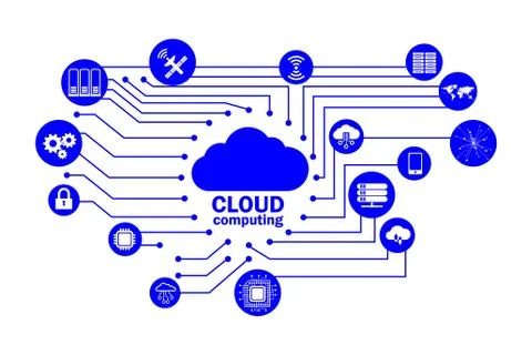 Cloud computing concept - 3d rendering Stock Illustration