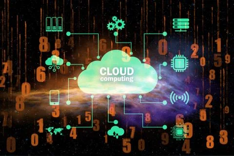 Cloud computing concept - 3d rendering Stock Illustration