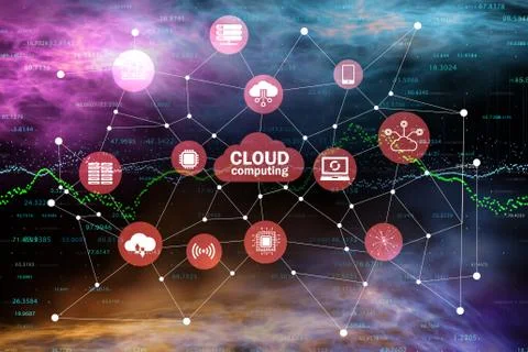 Cloud computing concept - 3d rendering Stock Illustration