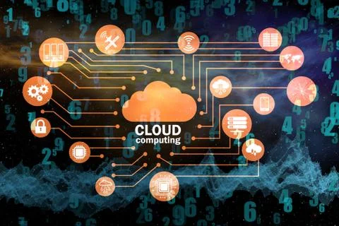 Cloud computing concept - 3d rendering Stock Illustration