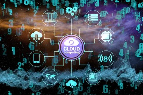 Cloud computing concept - 3d rendering Stock Illustration