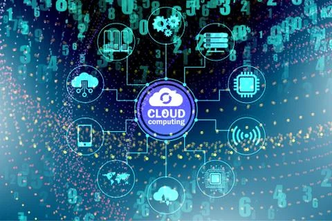 Cloud computing concept - 3d rendering Stock Illustration