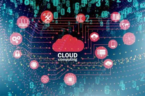 Cloud computing concept - 3d rendering Stock Illustration