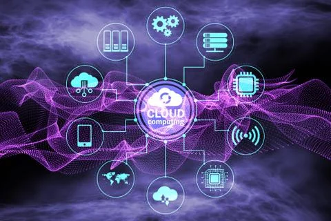 Cloud computing concept - 3d rendering Stock Illustration