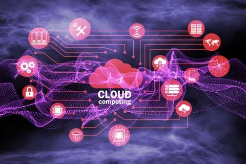 Cloud computing concept - 3d rendering Stock Illustration
