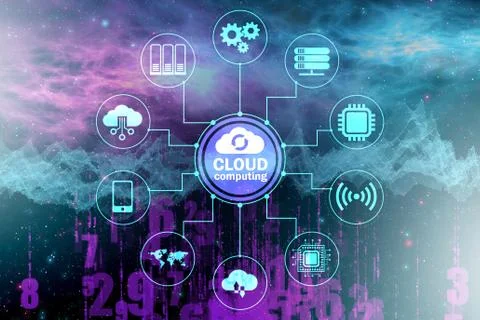 Cloud computing concept - 3d rendering Stock Illustration