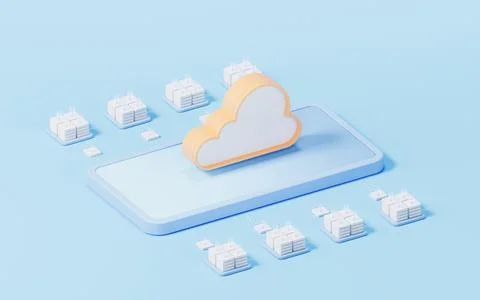 Cloud computing concept, 3d rendering. Stock Illustration