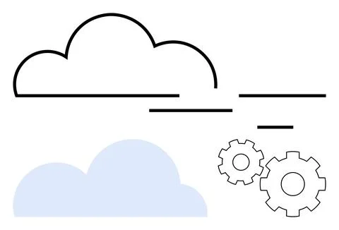 Cloud computing concept with abstract cloud shapes and gears representing s.. Stock Illustration
