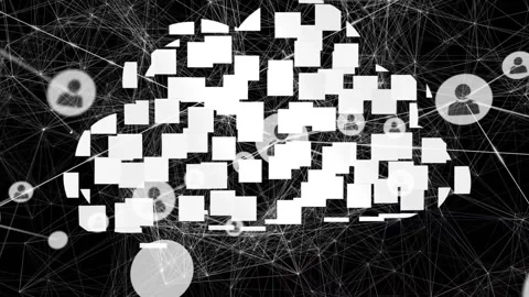 Cloud computing concept animation with interconnected network and user icons Stock Footage 303793183