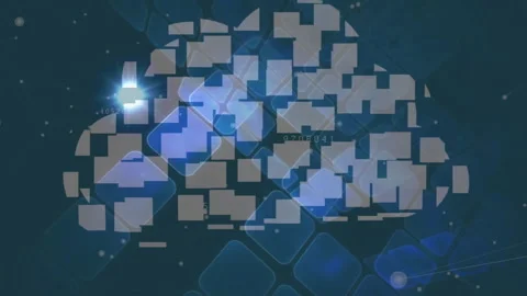 Cloud computing concept animation over blue digital background with light Stock Footage 303461912