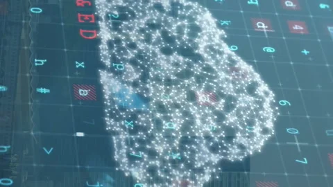 Cloud computing concept animation over cityscape with binary code and numbers Video stock 313332513