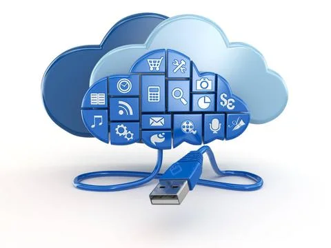 Cloud computing concept. Apps and usb. Cloud computing concept. Apps and u... Foto stock
