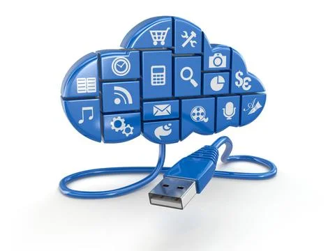Cloud computing concept. Apps and usb. Cloud computing concept. Apps and u... 写真素材