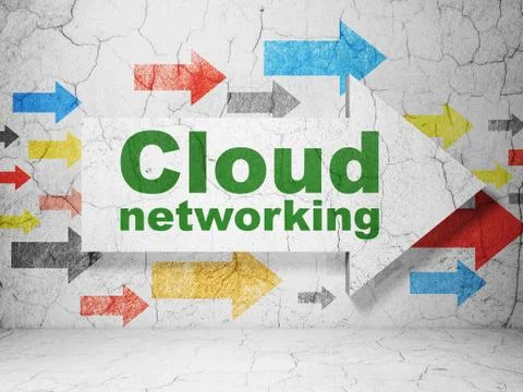 Cloud computing concept: arrow with Cloud Networking on grunge wall background Illustrazione stock