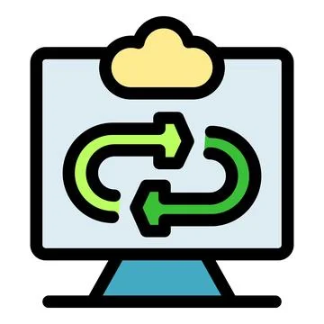 Cloud computing concept with arrows on monitor Stockillustratie