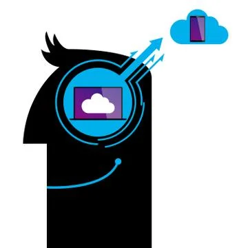 Cloud computing concept. Artificial intelligence concept design. 스톡 일러스트