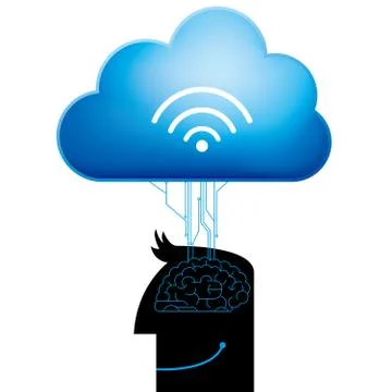 Cloud computing concept. Artificial intelligence concept design. Stock Illustration