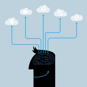 Cloud computing concept. Artificial intelligence concept design. Stock Illustration