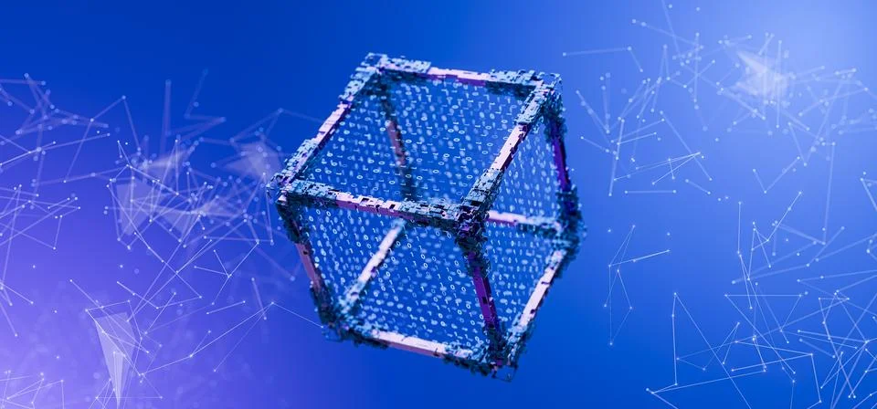 Cloud computing concept. Artificial intelligence. Blockchain technology. Bi.. 스톡 일러스트