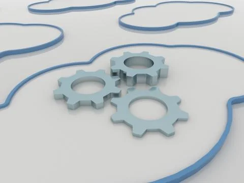 Cloud Computing Concept Background with Cogwheels Stock Illustration