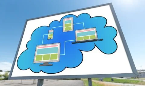 Cloud computing concept on a billboard Stock Photos