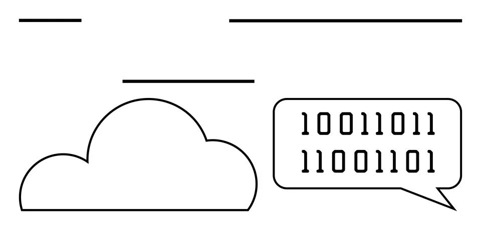 Cloud Computing Concept with Binary Code Speech Bubble and Server Connections 스톡 일러스트