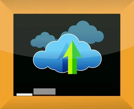 Cloud computing concept on a blackboard illustration Stock Illustration