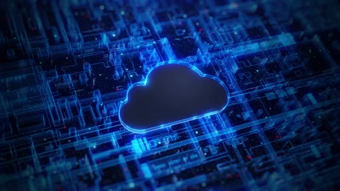 Cloud computing concept on blue circuit board, Abstract background Video stock 276345919