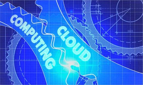 Cloud Computing Concept. Blueprint of Gears Illustrazione stock
