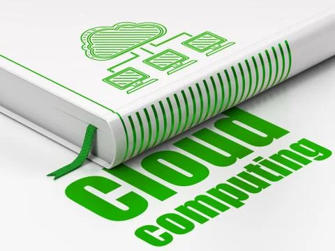 Cloud computing concept: book Cloud Network, Cloud Computing on white background Illustrazione stock